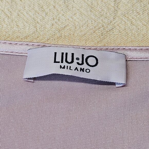 Liu Jo 2 piece Shimmery Rose Velvet Long Sleeve Hi Low Blouse & Flared Pants - Picture 8 of 15